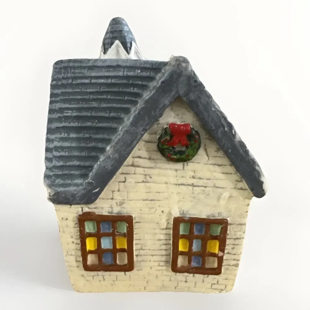 Vintage Old Thyme Christmas Village Church Shaped Wax Candle Unlit 6
